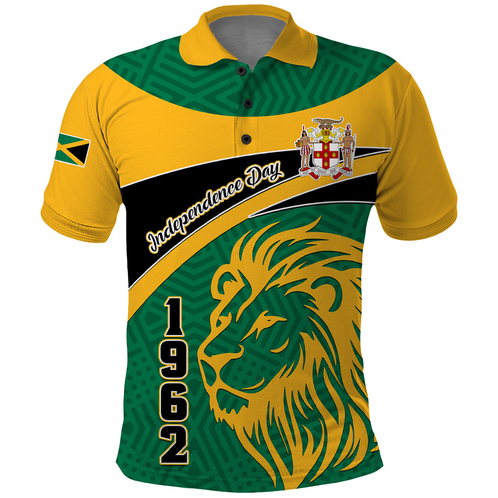 Jamaica Independence Day Polo Shirt Jumieka Lion Mix African Pattern - Wonder Print Shop