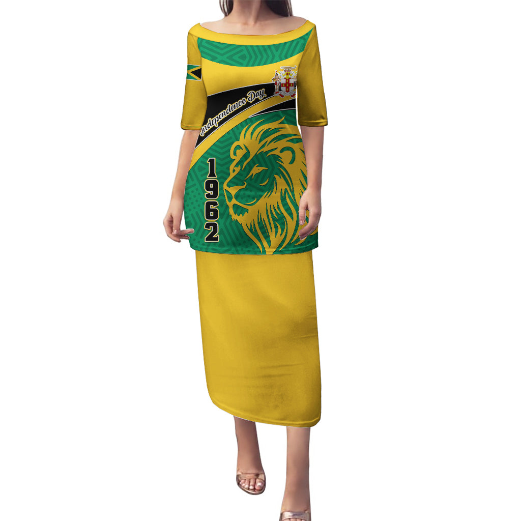 Personalised Jamaica Independence Day Puletasi Jumieka Lion Mix African Pattern - Wonder Print Shop