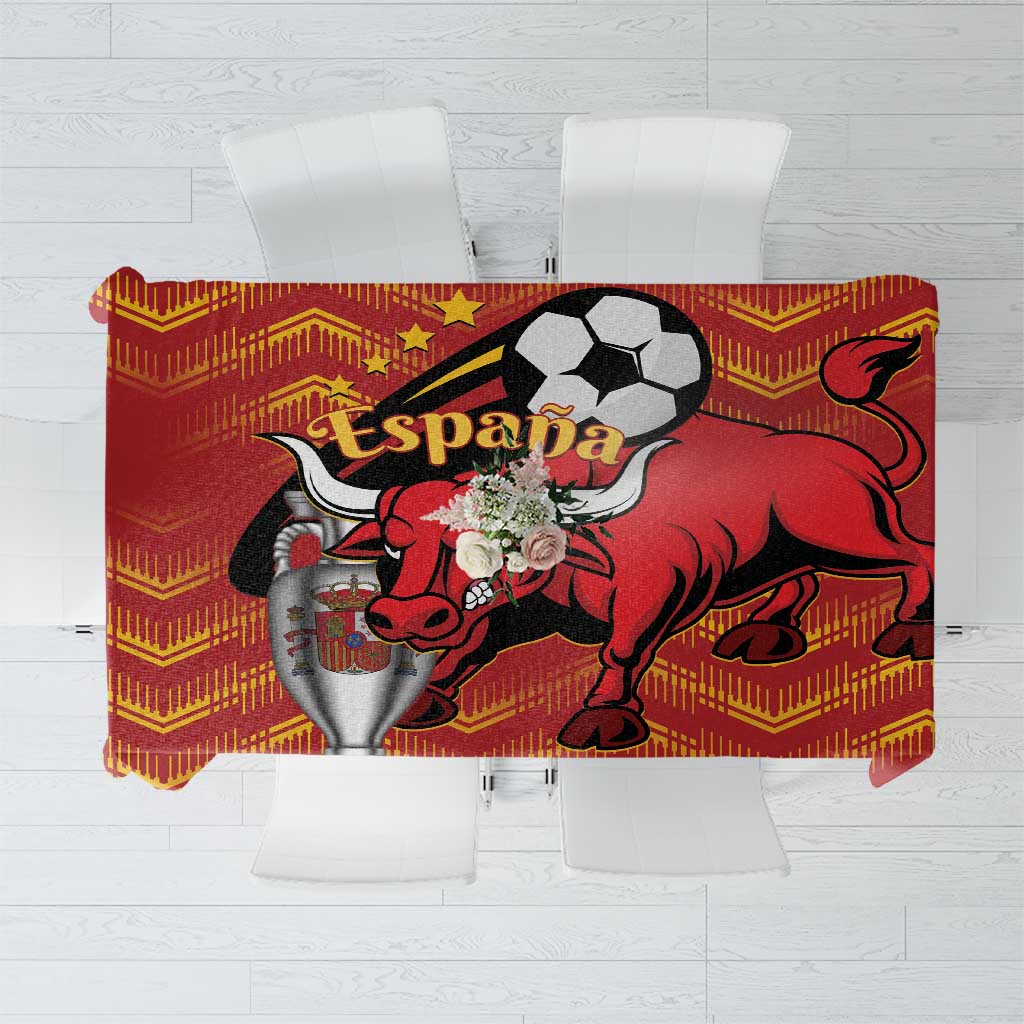 Spain football champions tablecloth with red bull and soccer ball design
