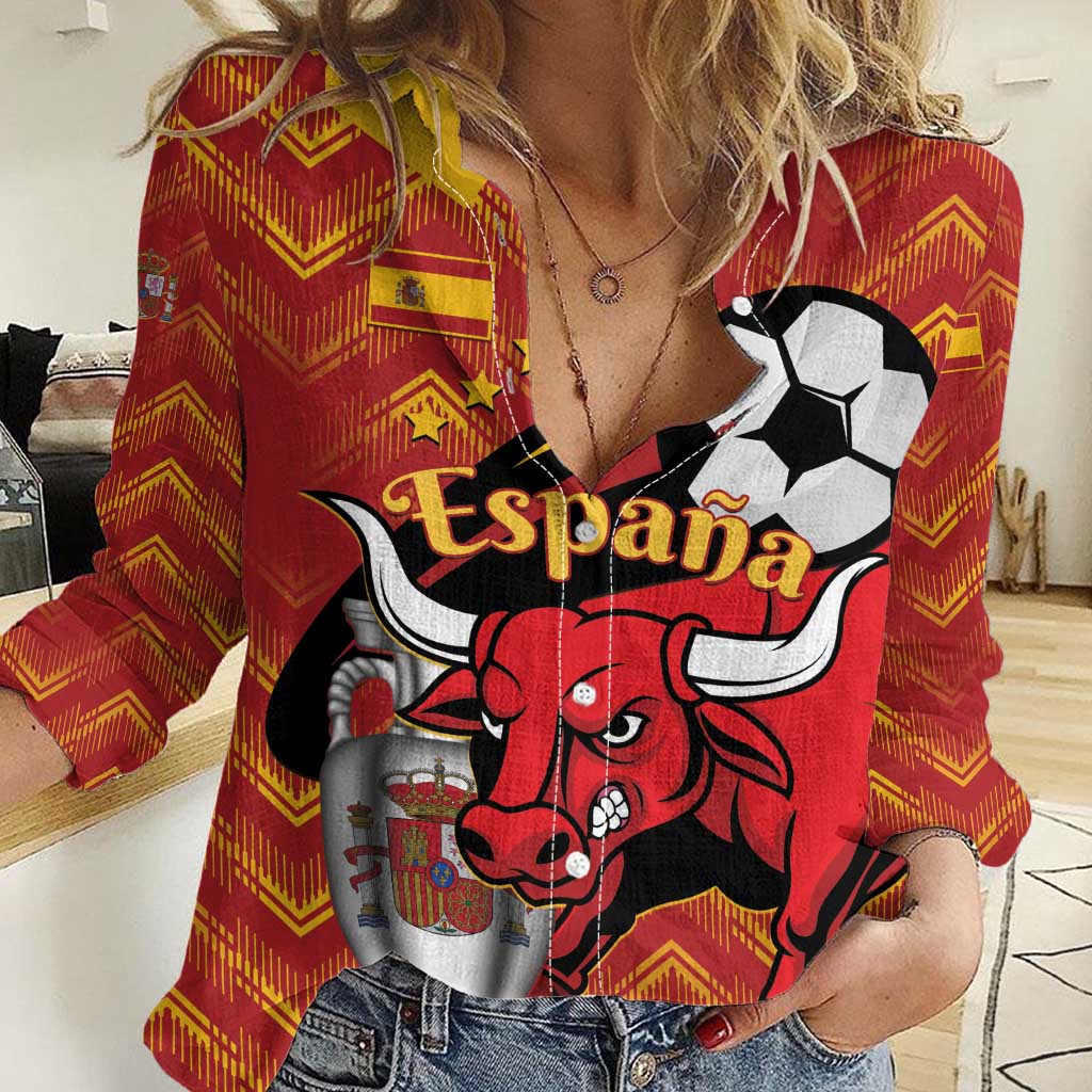 Spain 2024 Football Champions Women Casual Shirt Espana La Roja - Wonder Print Shop