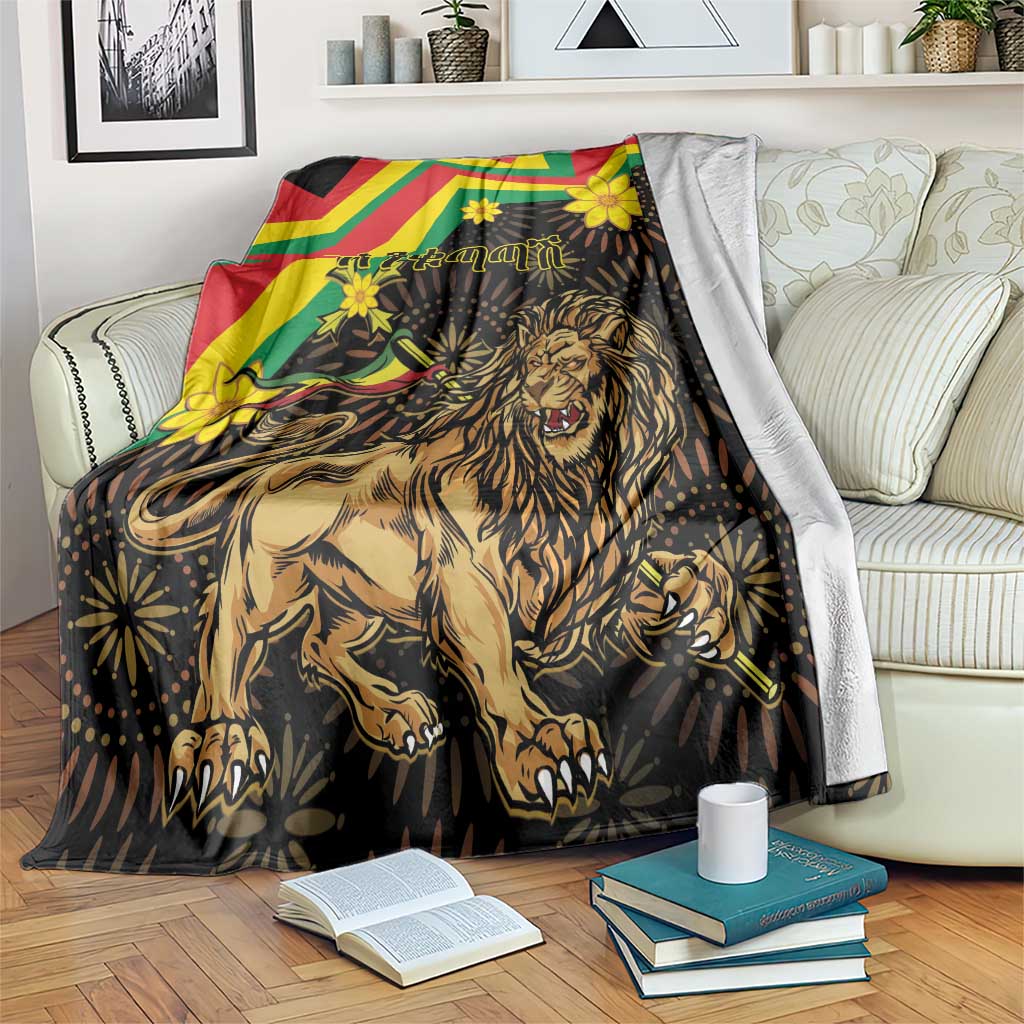 Enkutatash Ethiopia New Year Blanket Lion of Judah Adey Abeba Flower