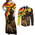 Enkutatash Ethiopia New Year Couples Matching Off Shoulder Maxi Dress and Long Sleeve Button Shirt Lion of Judah Adey Abeba Flower