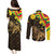 Enkutatash Ethiopia New Year Couples Matching Puletasi and Long Sleeve Button Shirt Lion of Judah Adey Abeba Flower - Wonder Print Shop