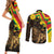 Enkutatash Ethiopia New Year Couples Matching Short Sleeve Bodycon Dress and Long Sleeve Button Shirt Lion of Judah Adey Abeba Flower