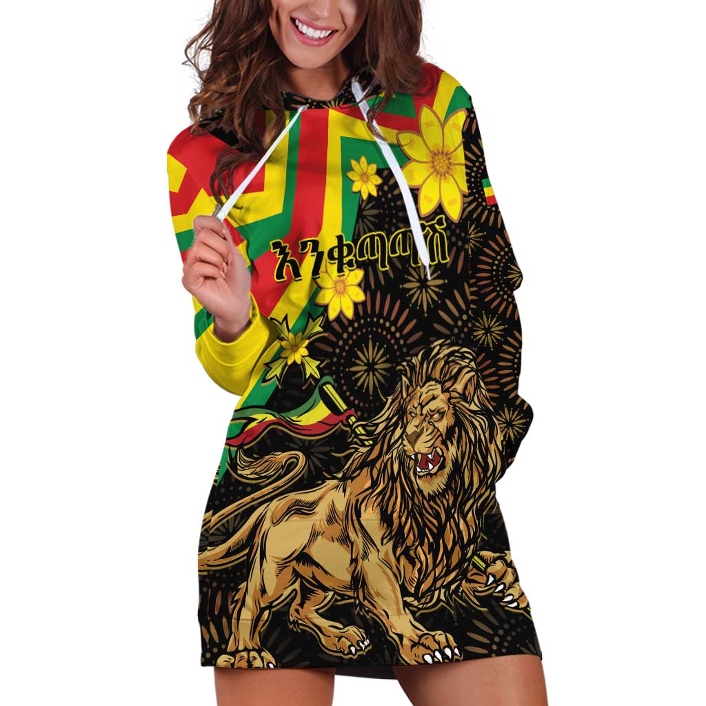 Enkutatash Ethiopia New Year Hoodie Dress Lion of Judah Adey Abeba Flower