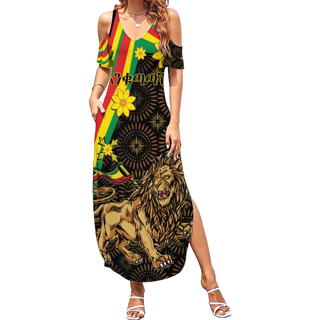 Enkutatash Ethiopia New Year Summer Maxi Dress Lion of Judah Adey Abeba Flower