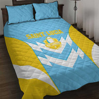 Blue, yellow and white Saint Lucia quilt bed set with matching pillow shams