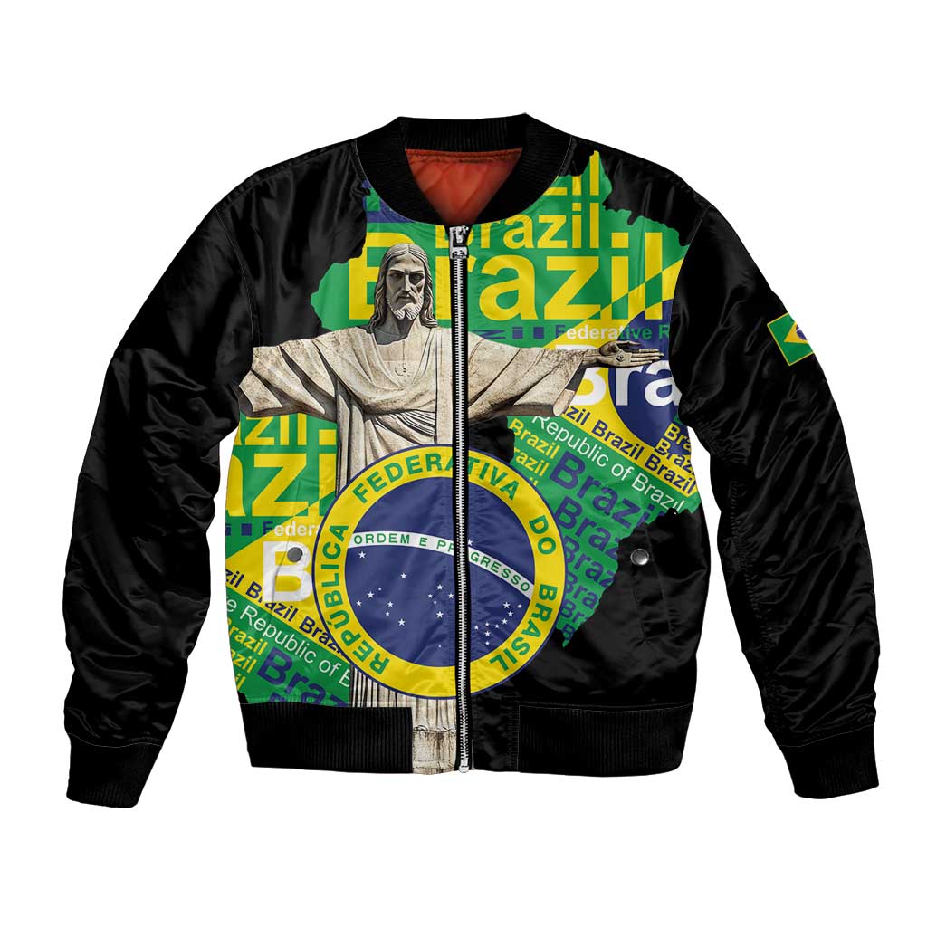 Personalized Brazil Christ the Redeemer Bomber Jacket Brasil Map Unique Stylized - Wonder Print Shop