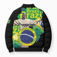 Personalized Brazil Christ the Redeemer Bomber Puffer Jacket Brasil Map Unique Stylized - Wonder Print Shop