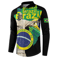 Personalized Brazil Christ the Redeemer Button Sweatshirt Brasil Map Unique Stylized - Wonder Print Shop