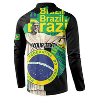 Personalized Brazil Christ the Redeemer Button Sweatshirt Brasil Map Unique Stylized - Wonder Print Shop