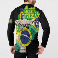 Personalized Brazil Christ the Redeemer Button Sweatshirt Brasil Map Unique Stylized - Wonder Print Shop