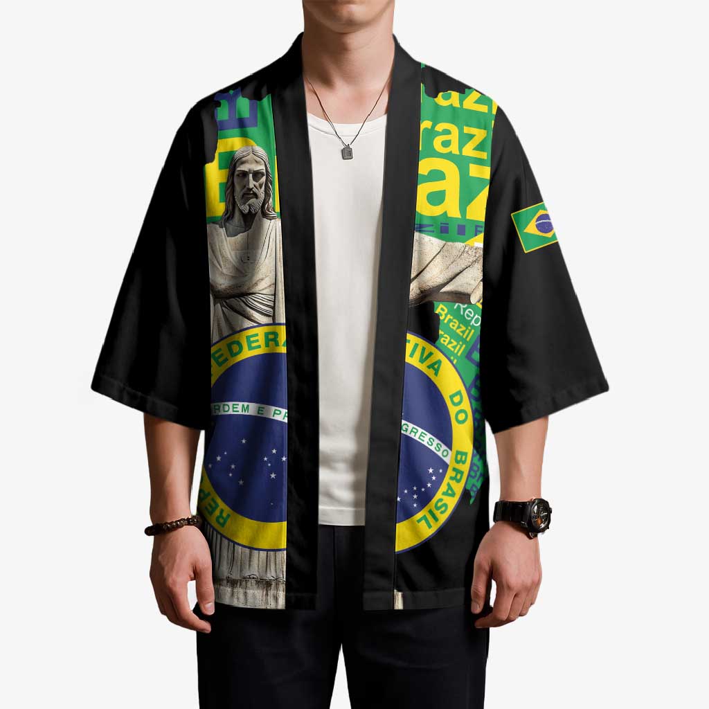 Personalized Brazil Christ the Redeemer Kimono Brasil Map Unique Stylized - Wonder Print Shop