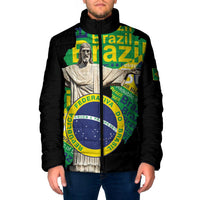 Personalized Brazil Christ the Redeemer Padded Jacket Brasil Map Unique Stylized - Wonder Print Shop