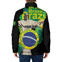 Personalized Brazil Christ the Redeemer Padded Jacket Brasil Map Unique Stylized - Wonder Print Shop