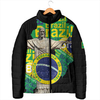 Personalized Brazil Christ the Redeemer Padded Jacket Brasil Map Unique Stylized - Wonder Print Shop