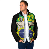 Personalized Brazil Christ the Redeemer Padded Jacket Brasil Map Unique Stylized - Wonder Print Shop