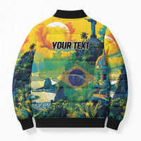 Personalized Brazil Sete de Setembro Bomber Puffer Jacket Brasil Rio de Janeiro Art Style - Wonder Print Shop