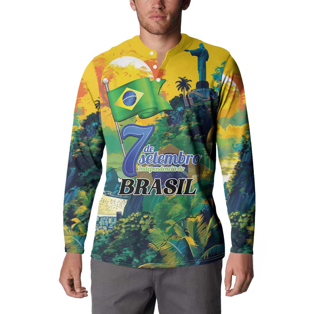 Personalized Brazil Sete de Setembro Button Sweatshirt Brasil Rio de Janeiro Art Style - Wonder Print Shop