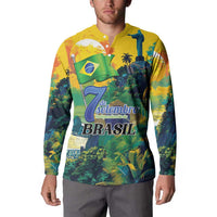 Personalized Brazil Sete de Setembro Button Sweatshirt Brasil Rio de Janeiro Art Style - Wonder Print Shop