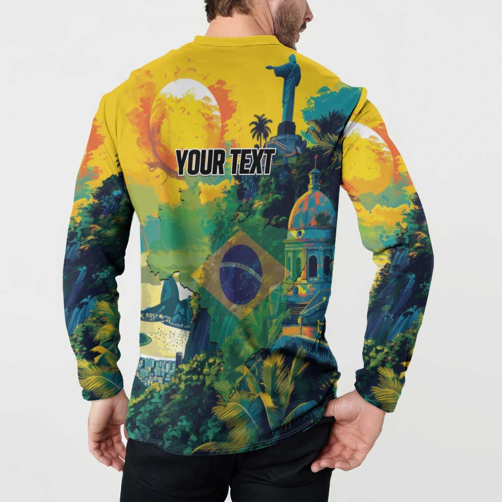 Personalized Brazil Sete de Setembro Button Sweatshirt Brasil Rio de Janeiro Art Style - Wonder Print Shop