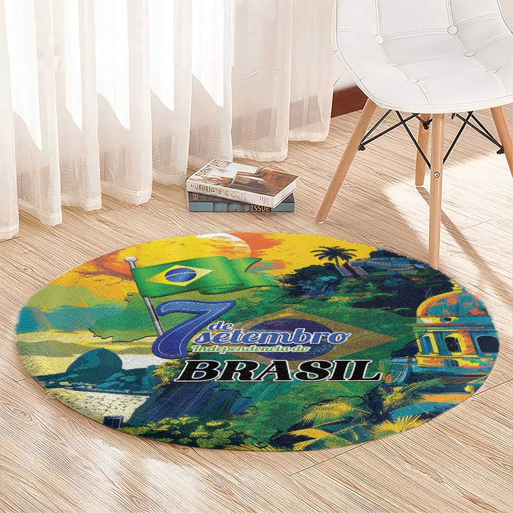 Brazil Sete de Setembro Round Carpet Brasil Rio de Janeiro Art Style - Wonder Print Shop
