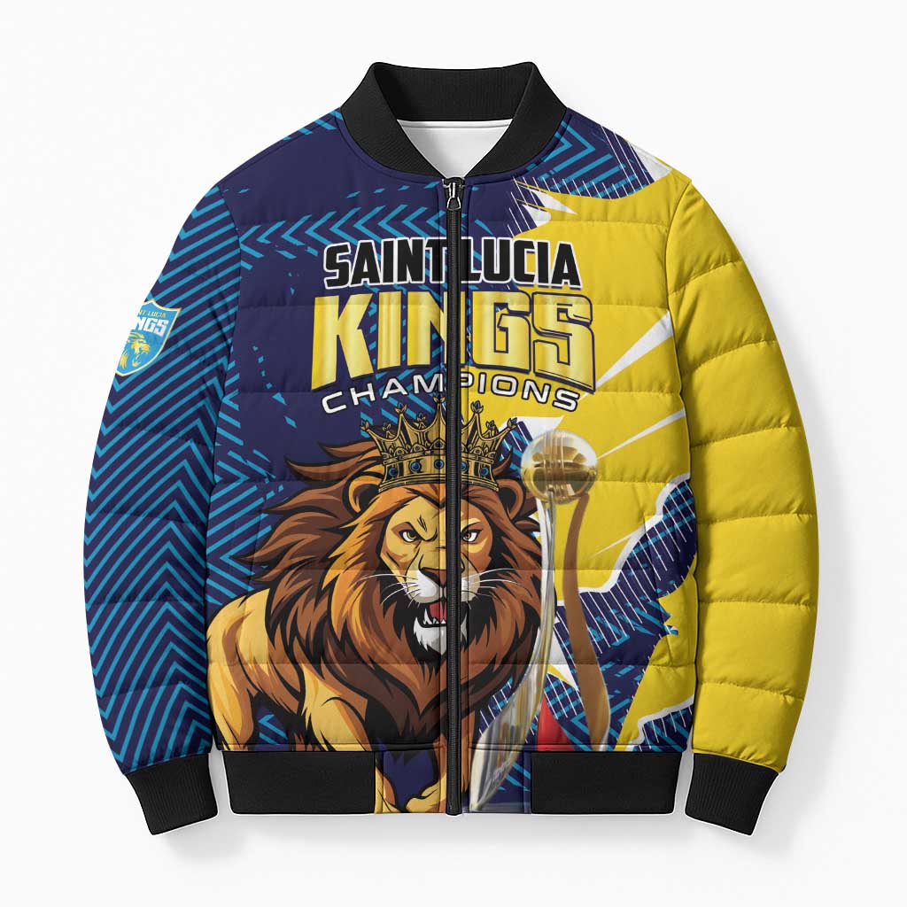 Custom Kings Saint Lucia Champions Cricket Bomber Puffer Jacket St Lucia Glory Awaits - Wonder Print Shop