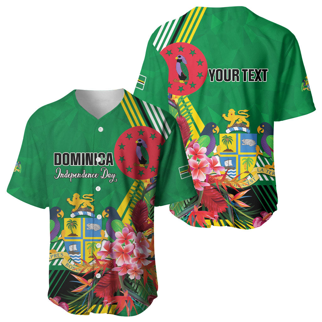 Personalized Dominica Independence Day Baseball Jersey Tropical Bouquets