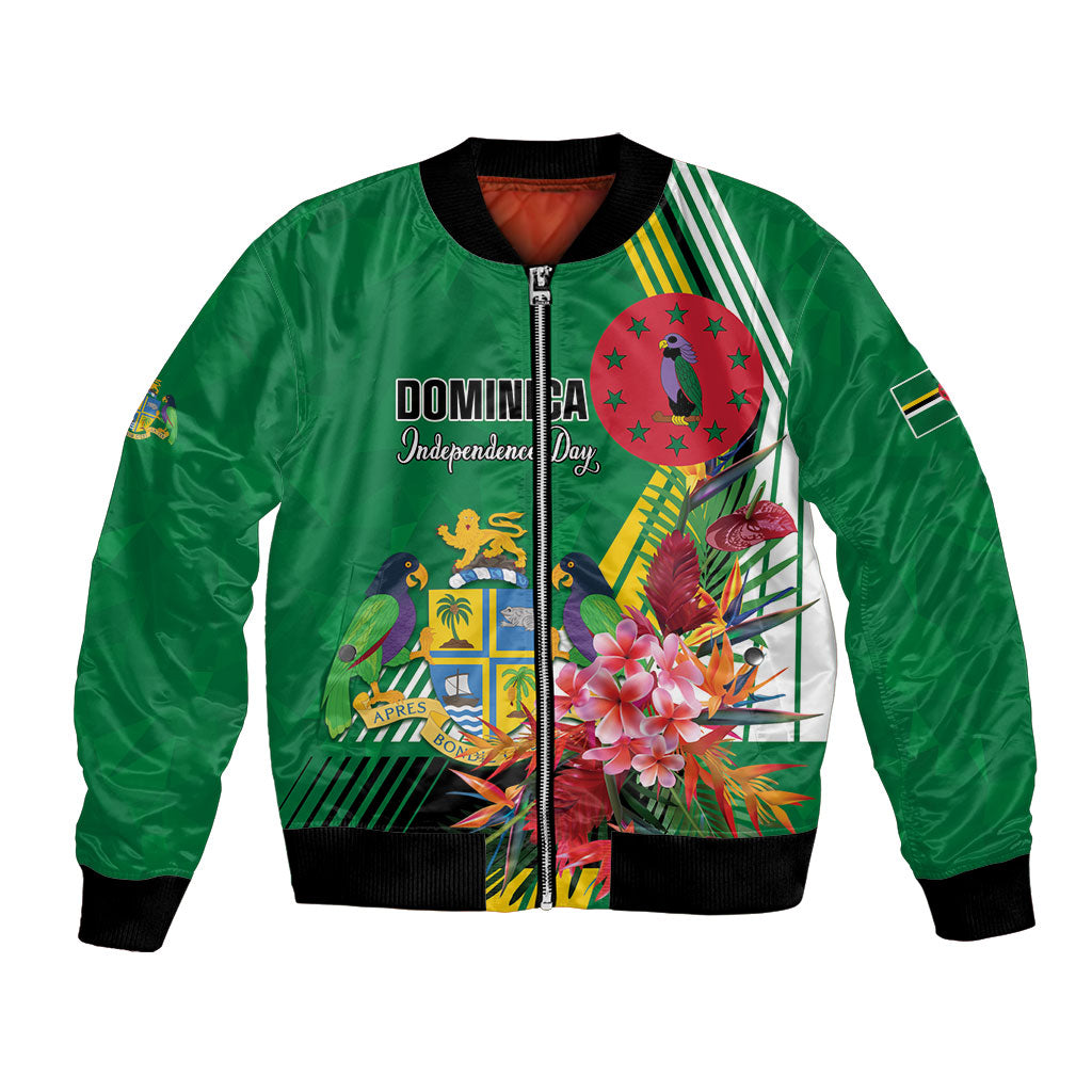 Personalized Dominica Independence Day Bomber Jacket Tropical Bouquets