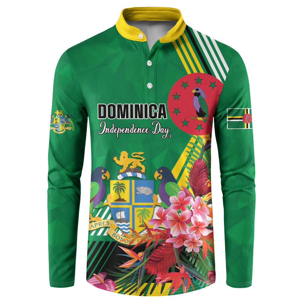 Personalized Dominica Independence Day Button Sweatshirt Tropical Bouquets