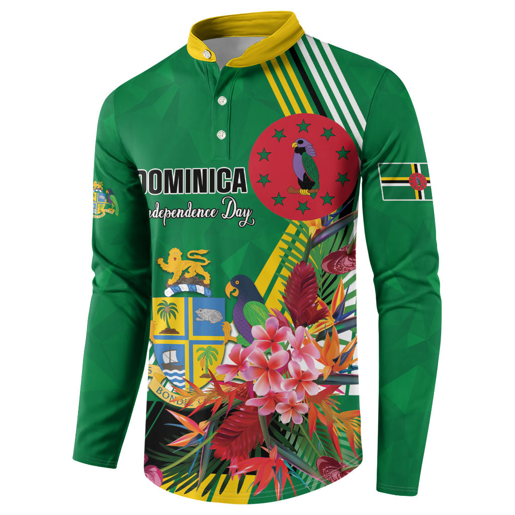 Personalized Dominica Independence Day Button Sweatshirt Tropical Bouquets