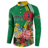 Personalized Dominica Independence Day Button Sweatshirt Tropical Bouquets