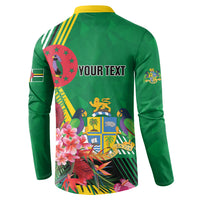 Personalized Dominica Independence Day Button Sweatshirt Tropical Bouquets