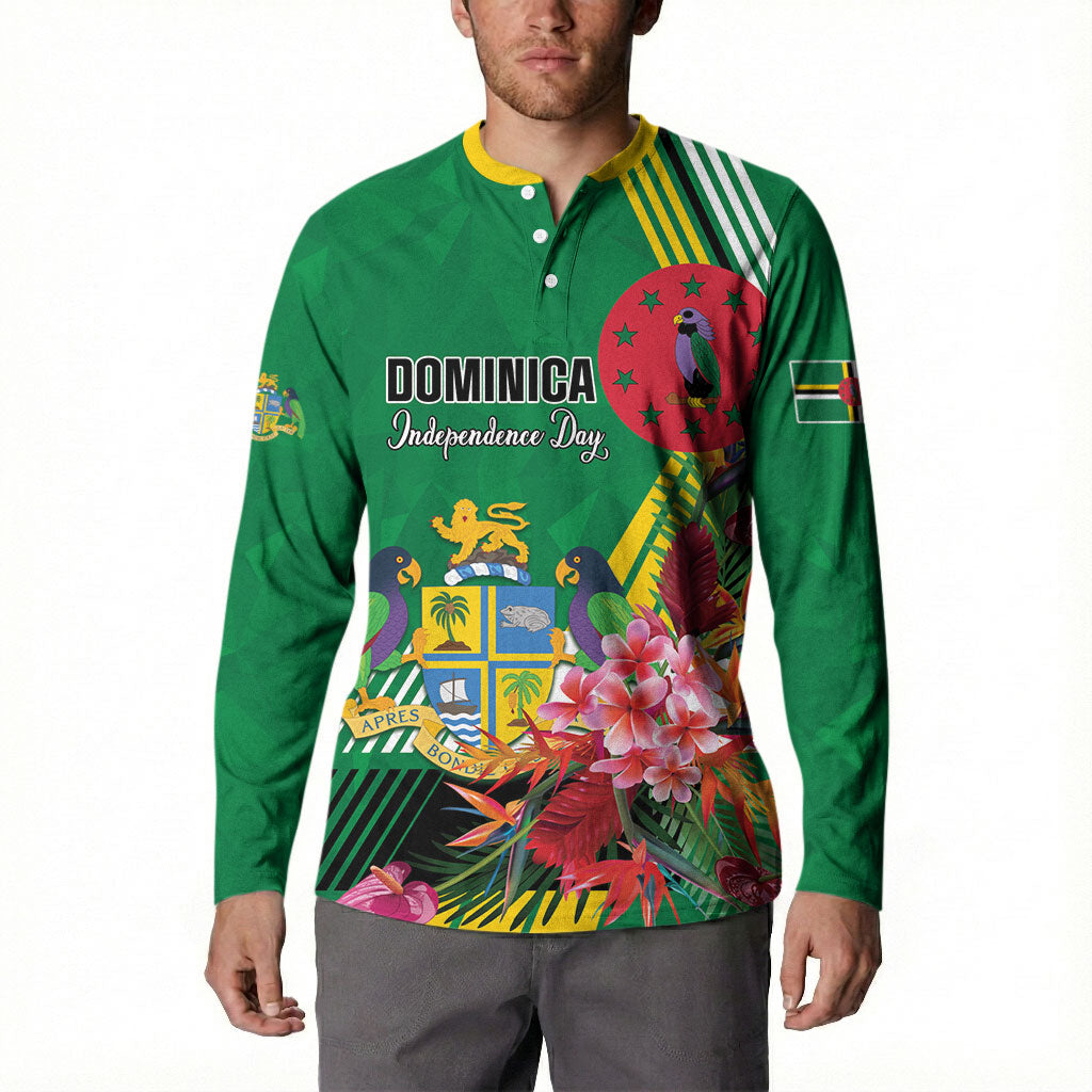 Personalized Dominica Independence Day Button Sweatshirt Tropical Bouquets