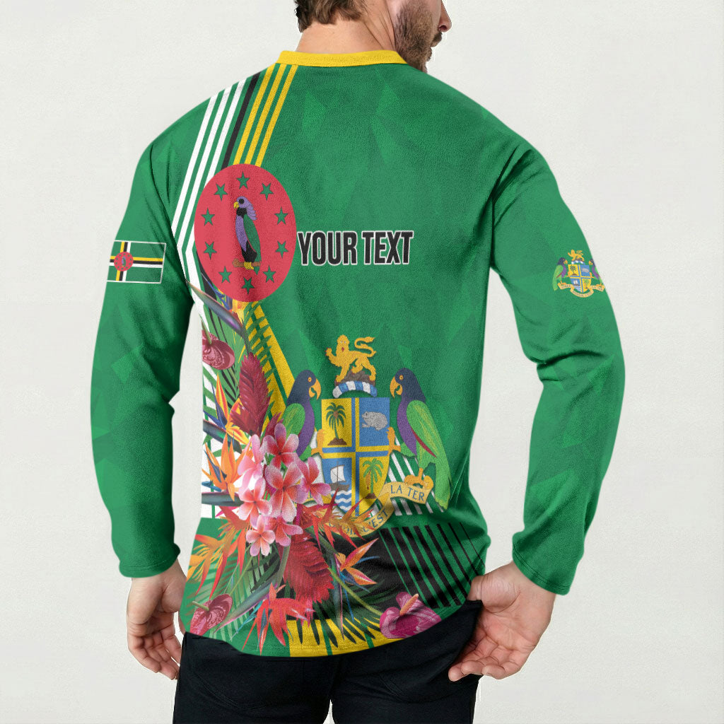 Personalized Dominica Independence Day Button Sweatshirt Tropical Bouquets