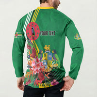 Personalized Dominica Independence Day Button Sweatshirt Tropical Bouquets