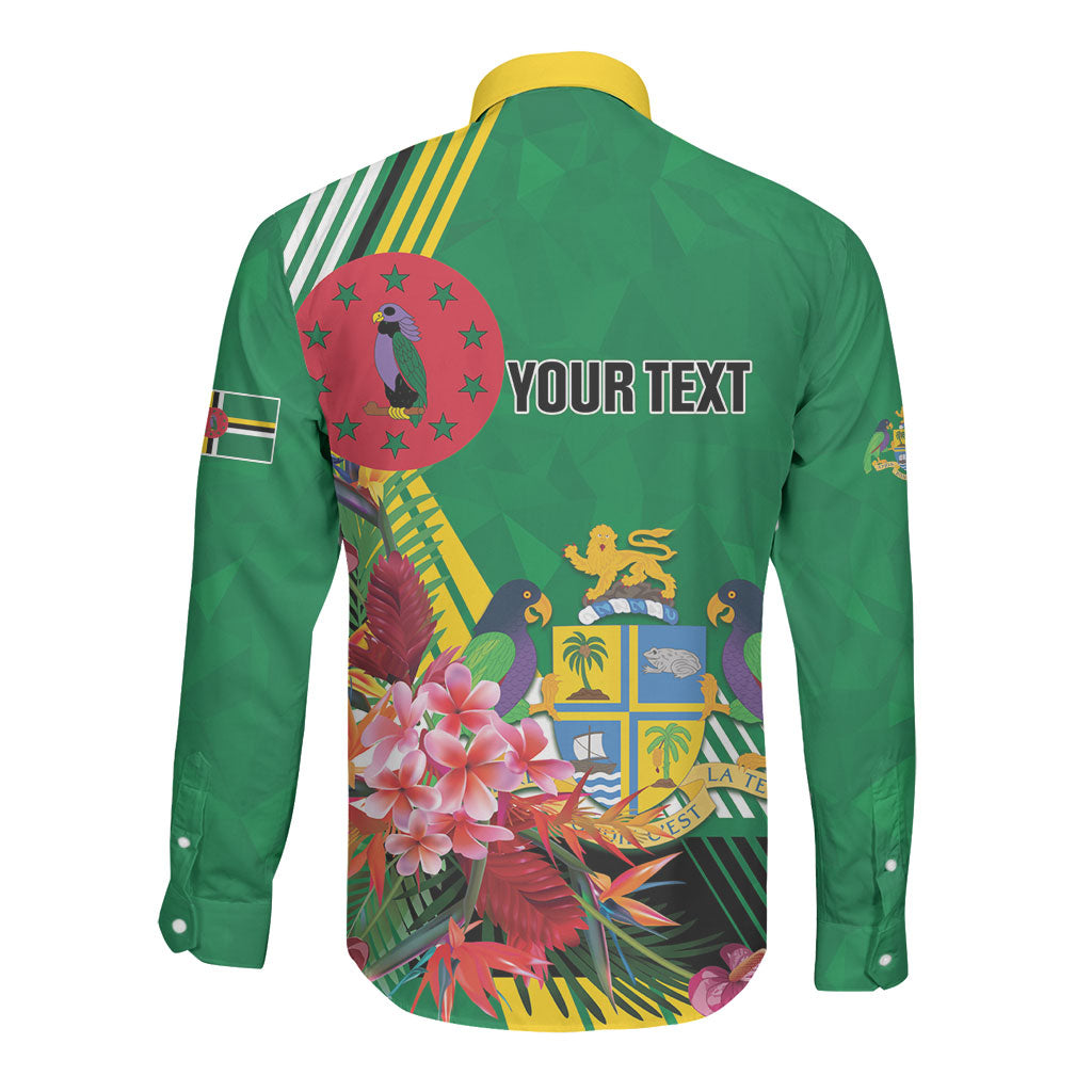 Personalized Dominica Independence Day Long Sleeve Button Shirt Tropical Bouquets