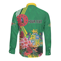 Personalized Dominica Independence Day Long Sleeve Button Shirt Tropical Bouquets