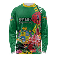 Personalized Dominica Independence Day Long Sleeve Shirt Tropical Bouquets