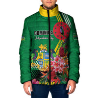Personalized Dominica Independence Day Padded Jacket Tropical Bouquets