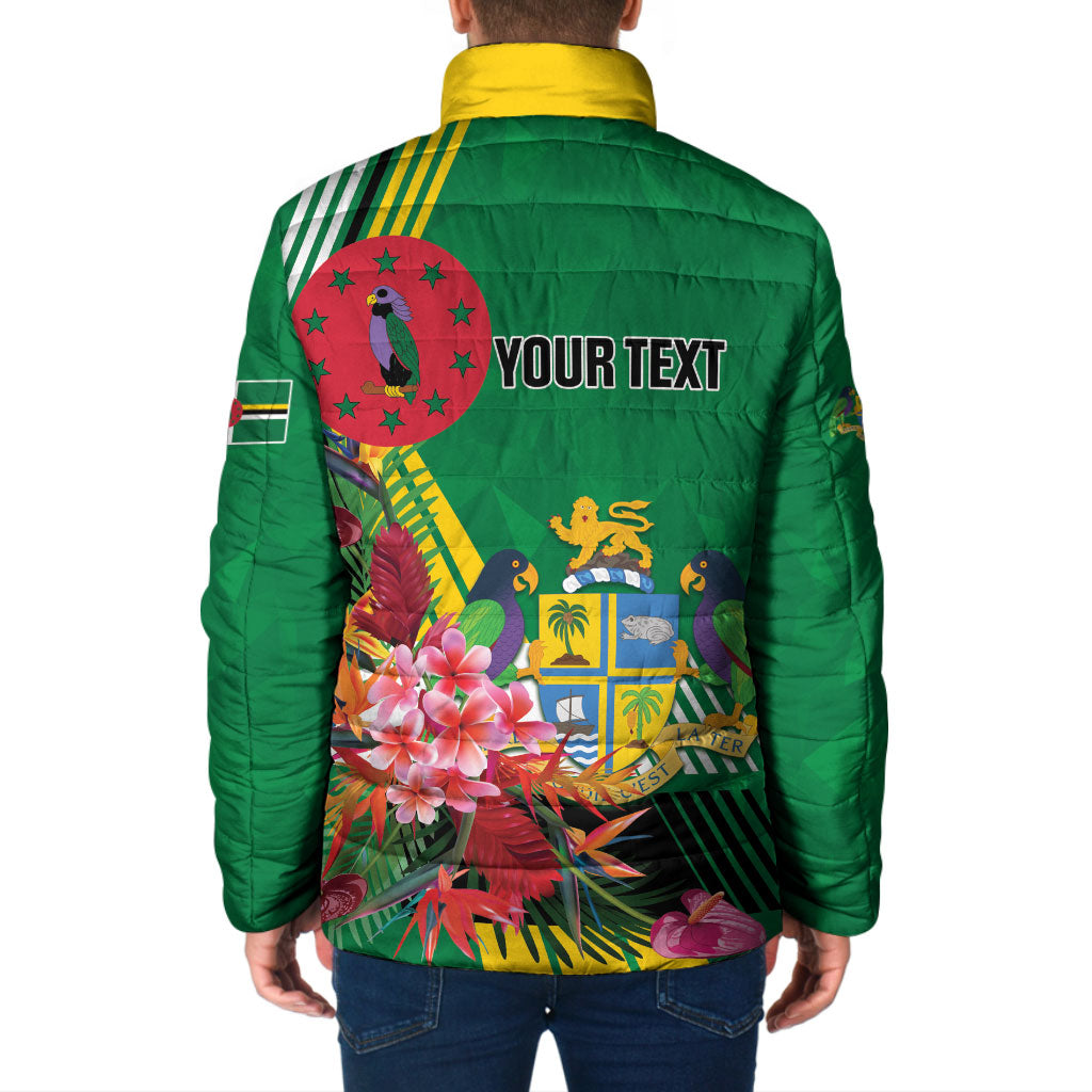 Personalized Dominica Independence Day Padded Jacket Tropical Bouquets