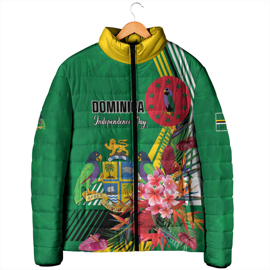 Personalized Dominica Independence Day Padded Jacket Tropical Bouquets