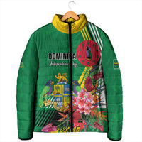 Personalized Dominica Independence Day Padded Jacket Tropical Bouquets