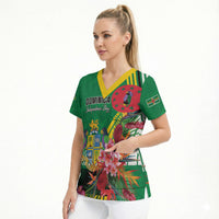 Personalized Dominica Independence Day Scrub Top Tropical Bouquets