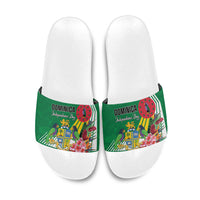 Dominica Independence Day Slide Sandals Tropical Bouquets