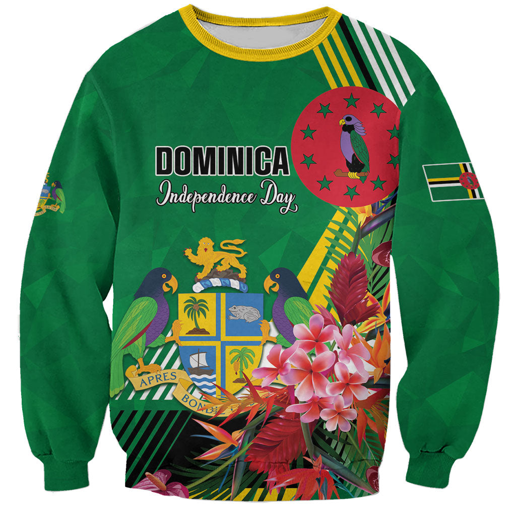 Personalized Dominica Independence Day Sweatshirt Tropical Bouquets