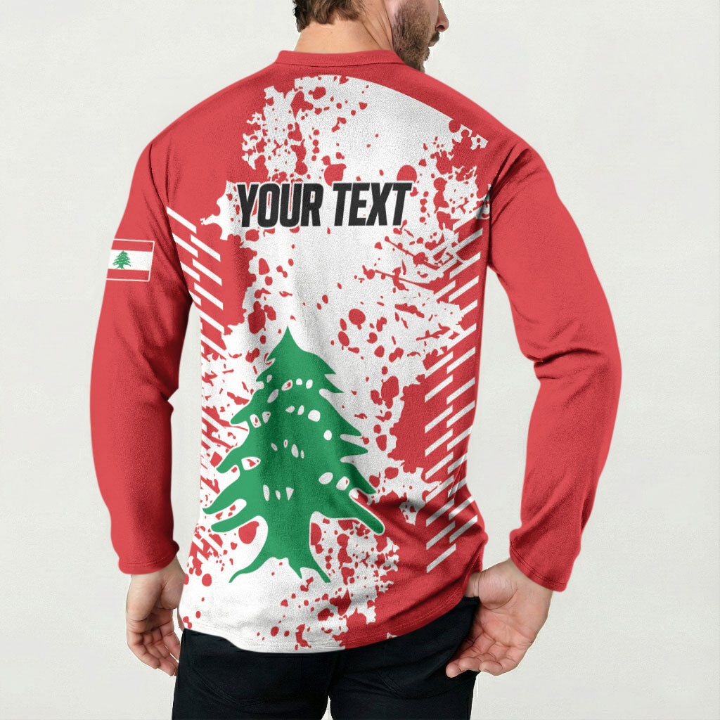 Personalized Lebanese Independence Day Button Sweatshirt Lebanon Tree Symbol