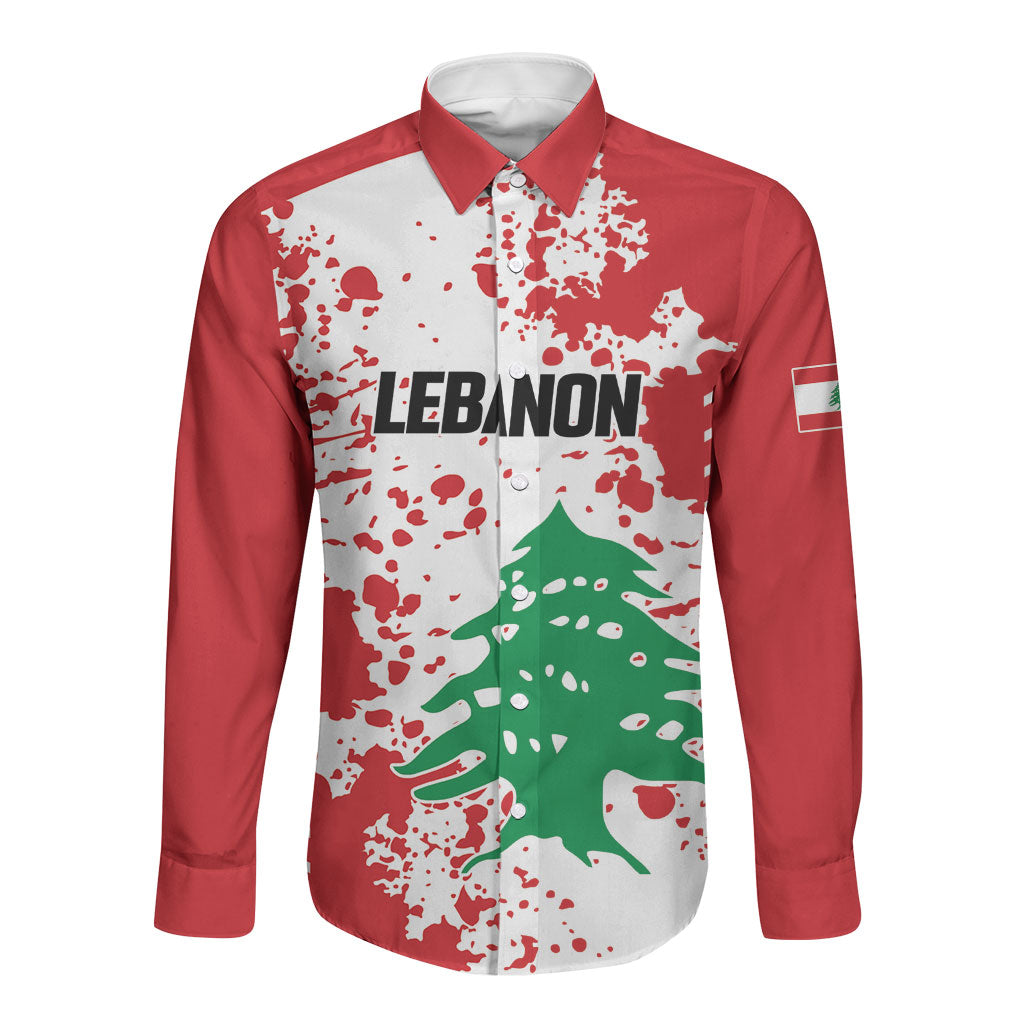 Personalized Lebanese Independence Day Long Sleeve Button Shirt Lebanon Tree Symbol