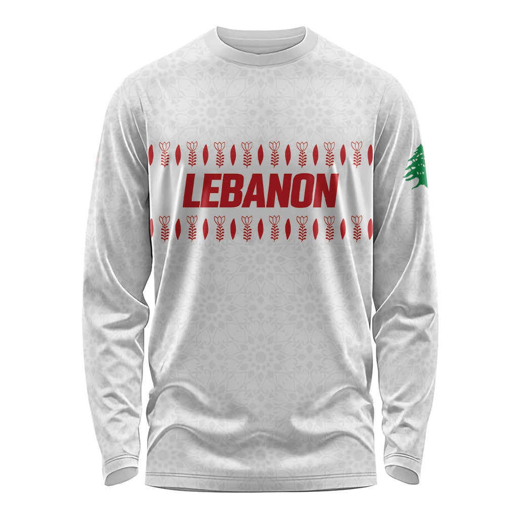 Custom Lebanon Football Long Sleeve Shirt White Version