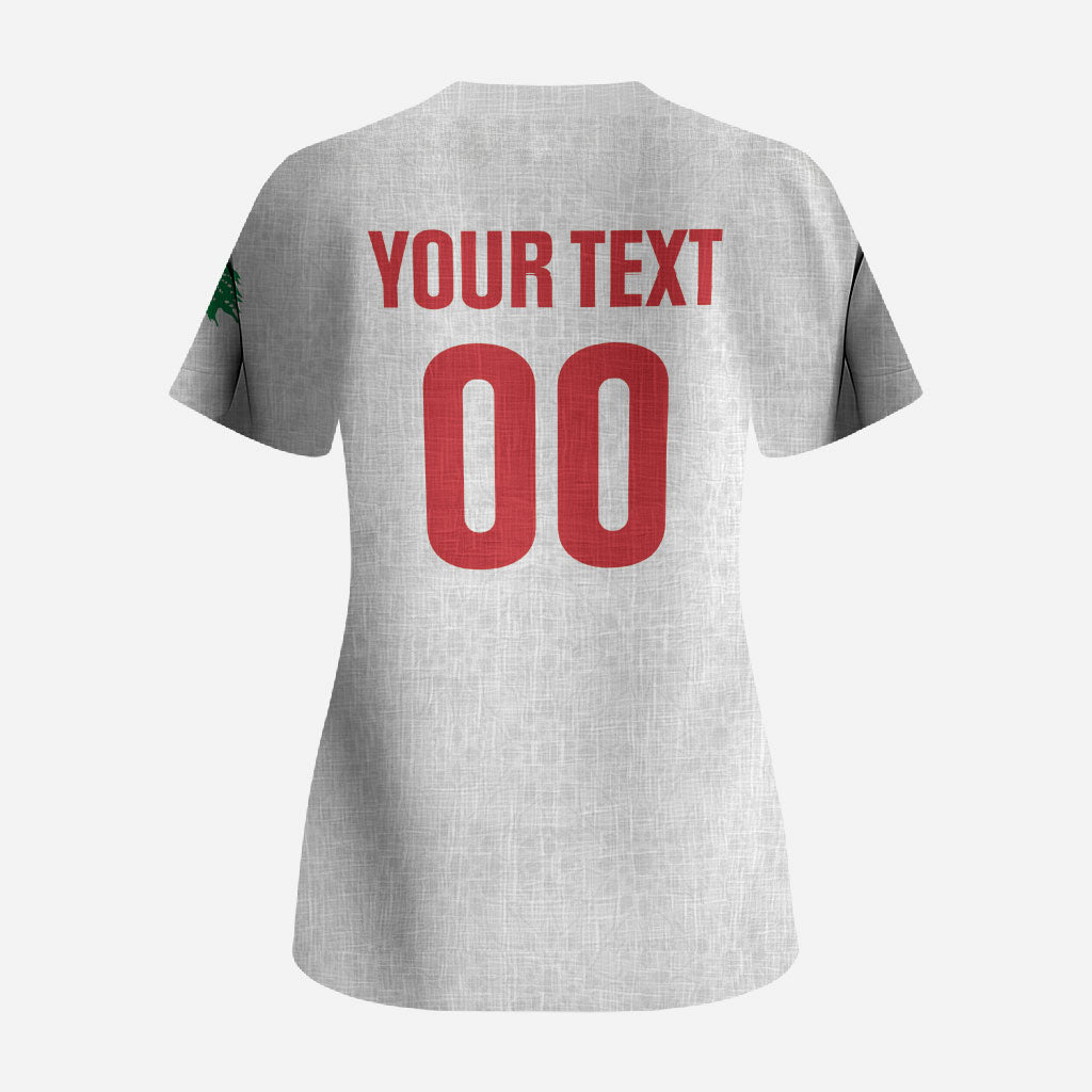 Custom Lebanon Football Scrub Top White Version